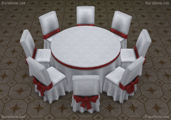 round festive dining table 6-8 seats sims 4