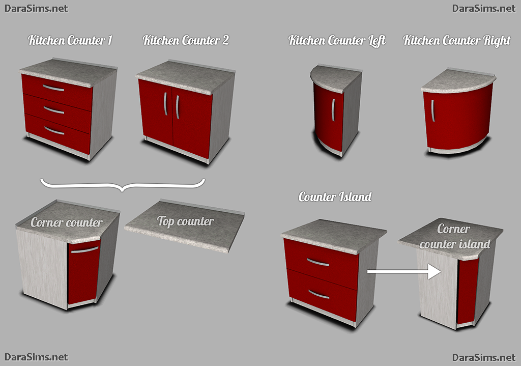 Kitchen Furniture Set The Sims 3, How To Make Curved Kitchen Island Sims 4